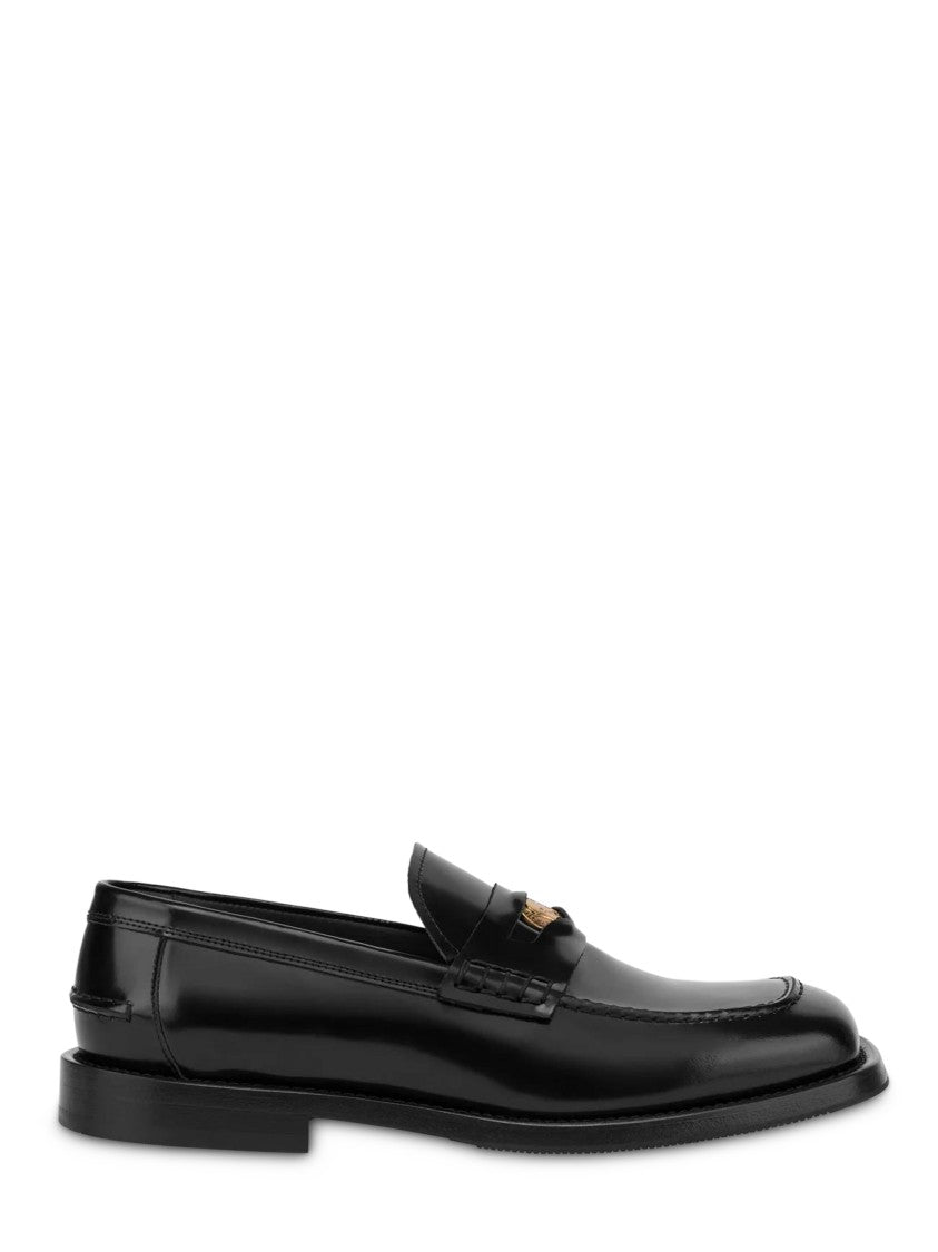 Moschino Minimalist Black Flats With Rounded Toe