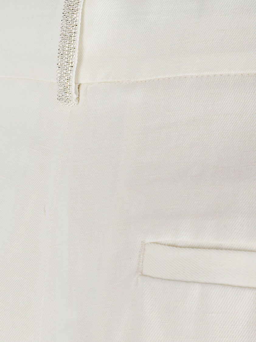 Fabiana Filippi Pleated White Shorts With Concealed Closure