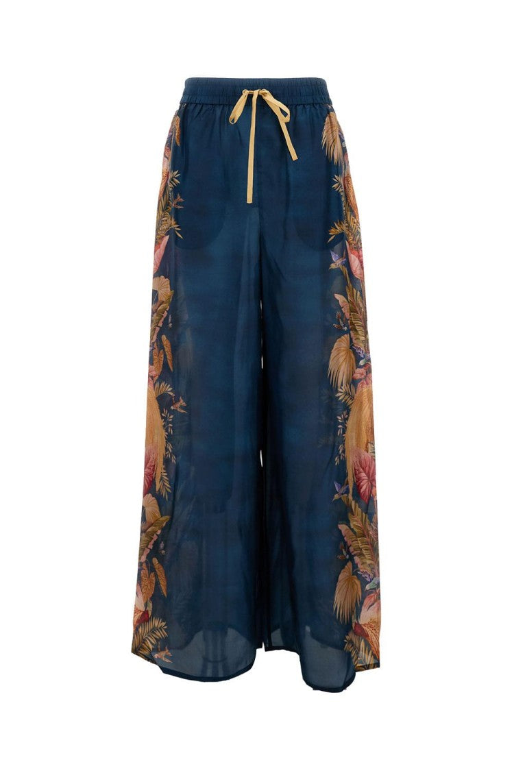 Zimmermann Flowing Floral Print Wide Trousers With Elasticated Waist