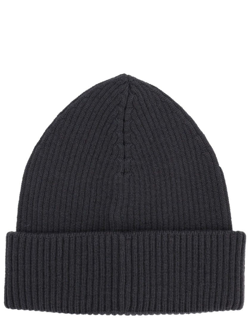 Our Legacy Ribbed Black Merino Wool Cap With Folded Cuff