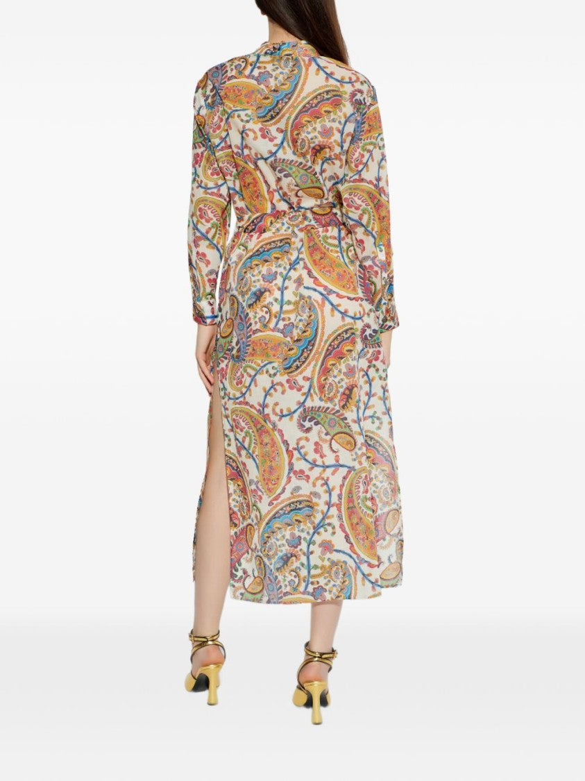 Etro Multicolor Floral Paisley Print Midi Dress
