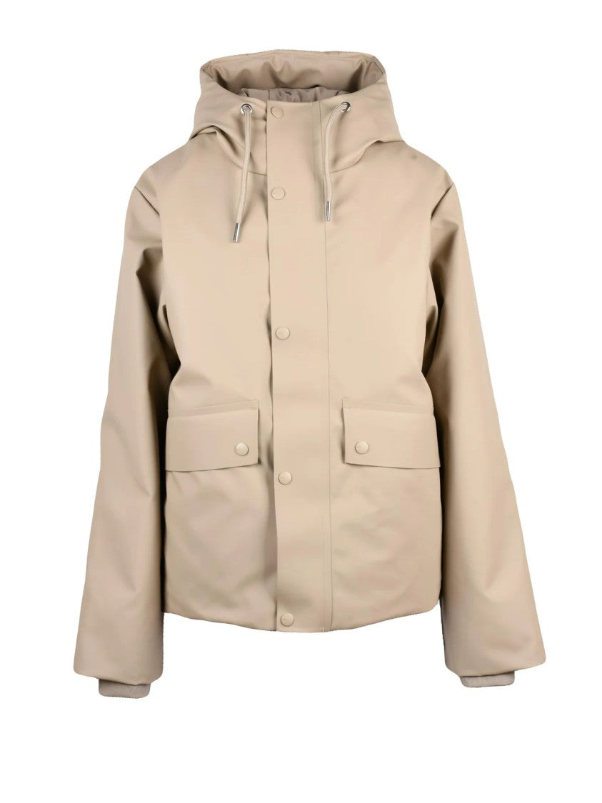Rains Beige Rubberized Polyester Waterproof Short Parka
