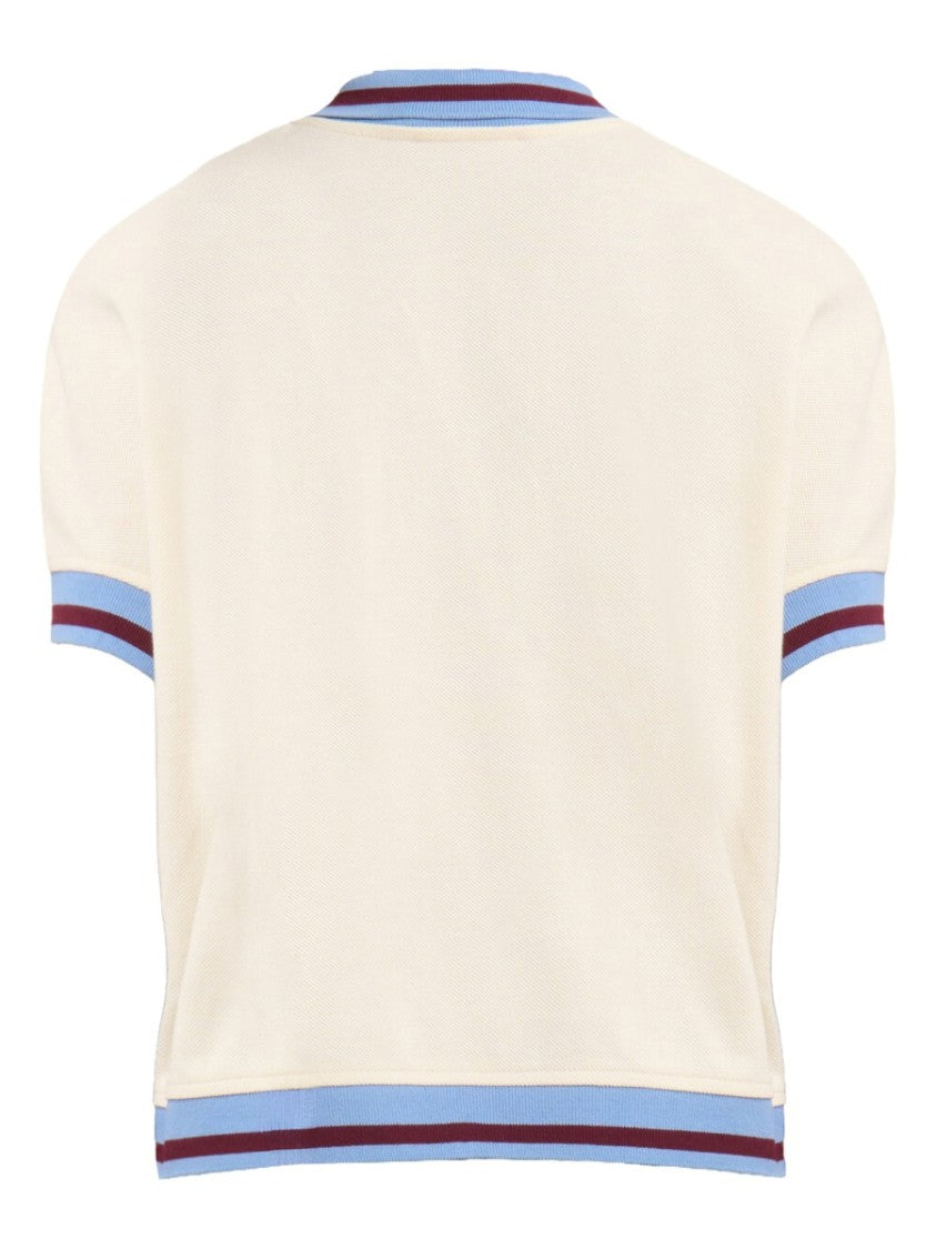Marni Cropped Ribbed Trims Chest Logo Polo Shirt
