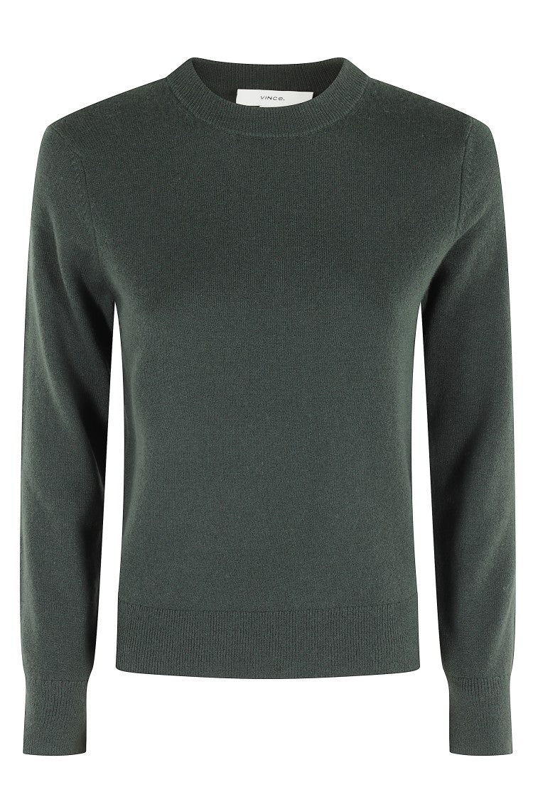 Vince Crew Neck Sweater In Soft Green Cashmere