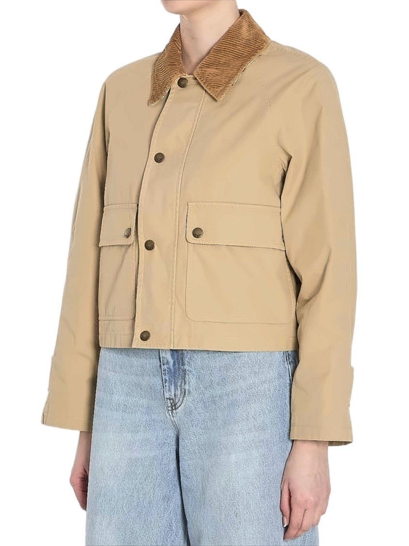 Burberry Boxy Cropped Jacket With Corduroy Collar