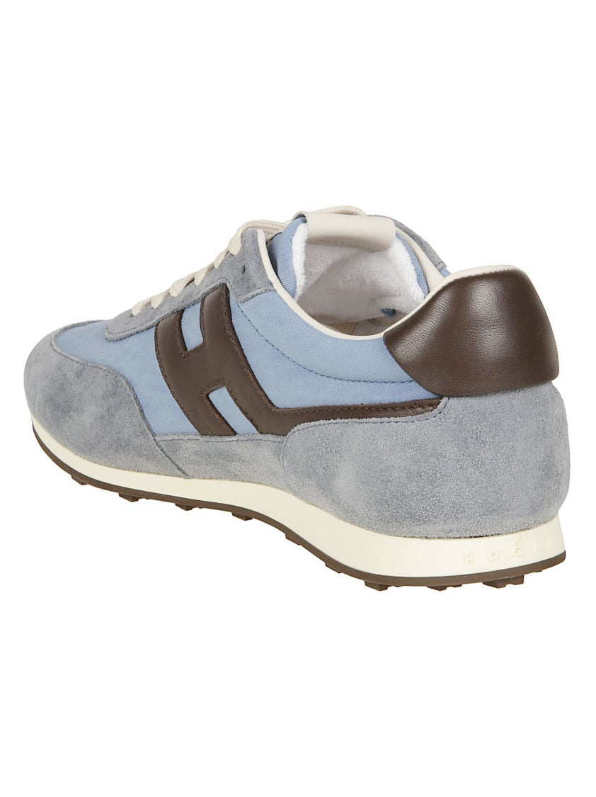 Hogan Light Blue H699 Polyamide-Blend Suede Sneakers