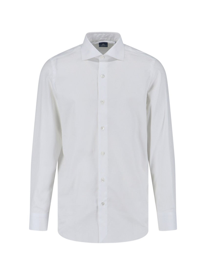 Finamore Timeless White Button-Down Shirt With Structured Collar