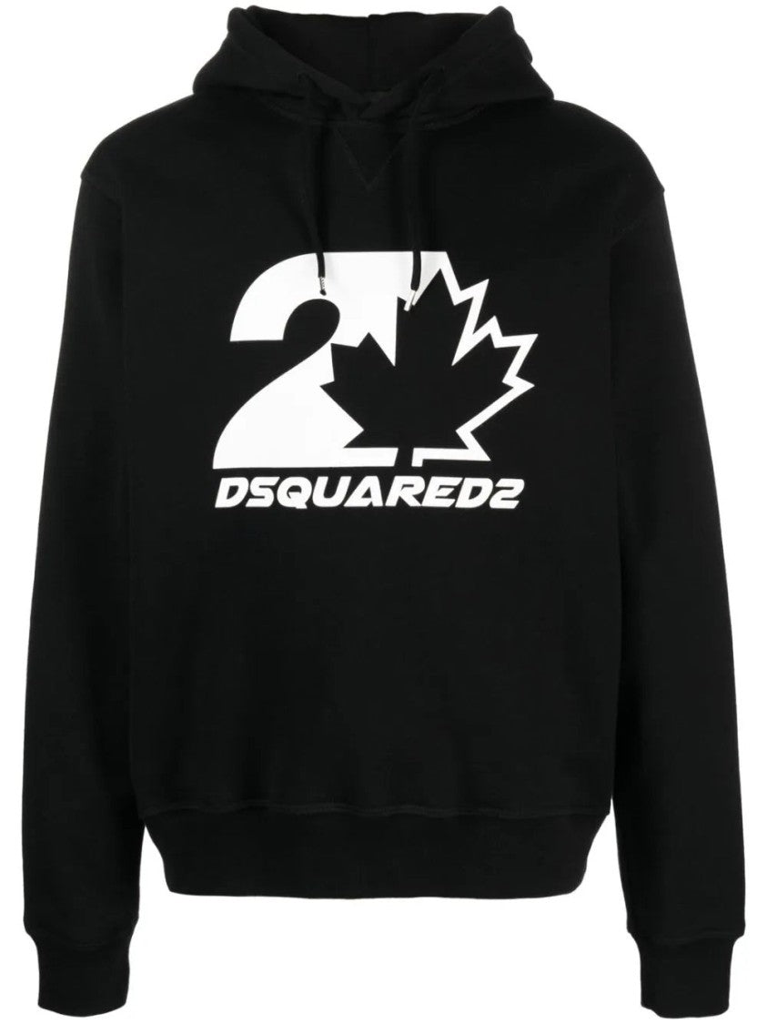 Dsquared2 Graphic Print Hooded Sweatshirt With Kangaroo Pocket