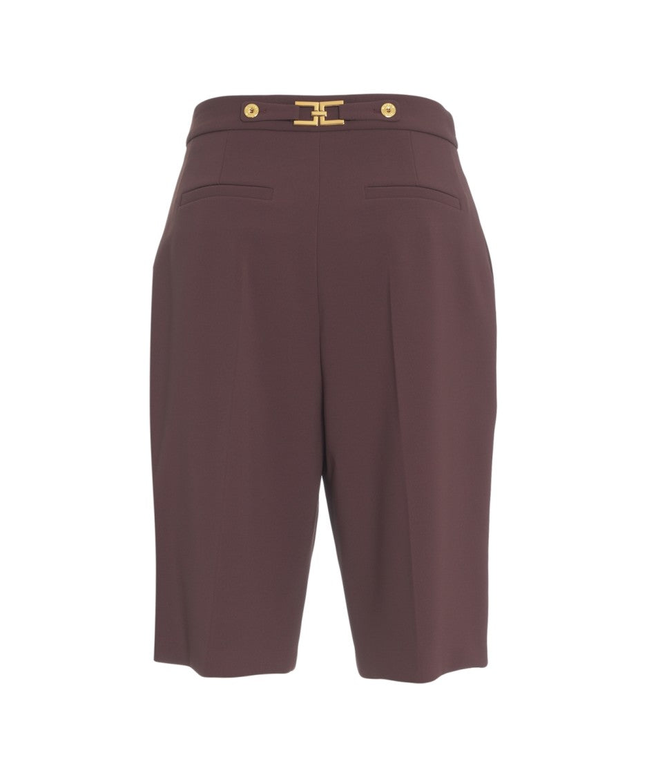 Elisabetta Franchi Burgundy Tailored Bermuda Shorts