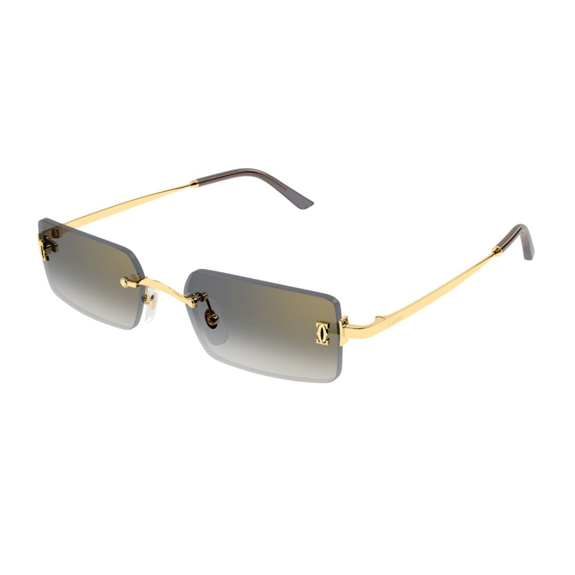 Cartier Gradient Grey Lens Rimless Sunglasses With Gold-Toned Frame