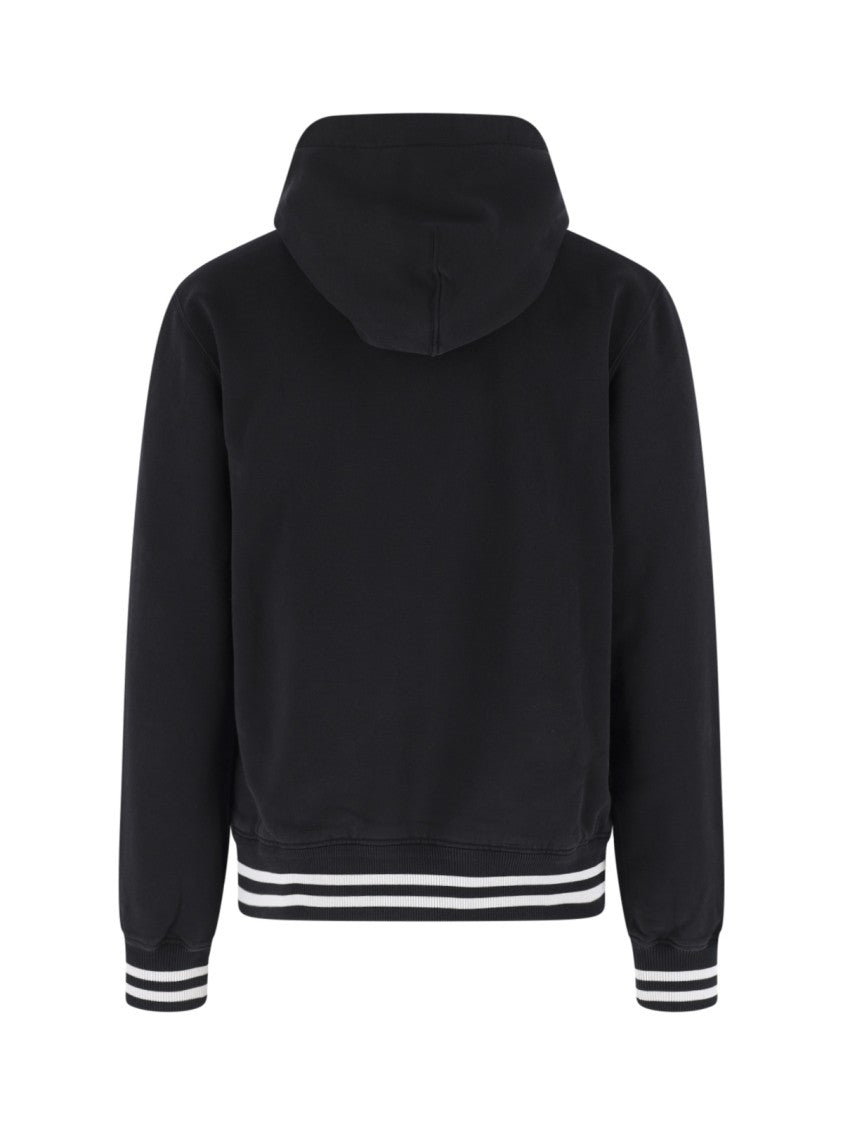 Dolce & Gabbana Black Contrasting Logo Cotton Hoodie