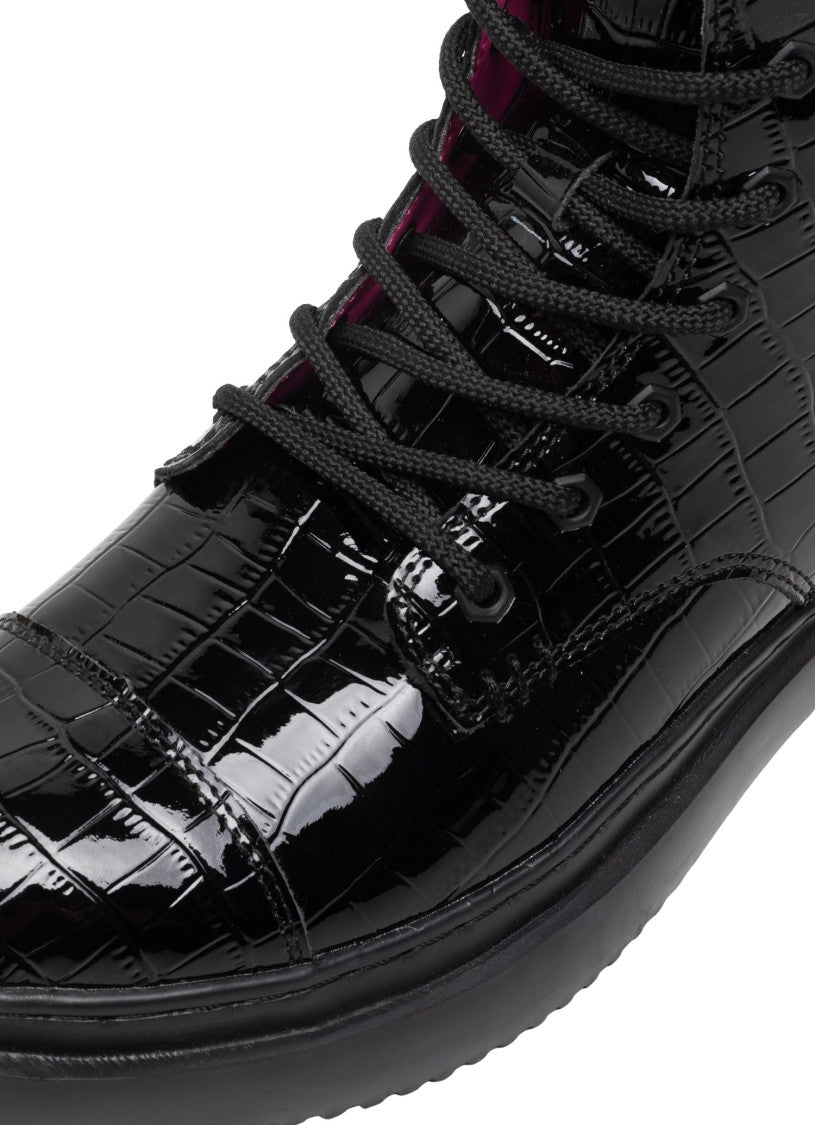 Colmar Originals High-Gloss Crocodile Pattern Ankle Boots