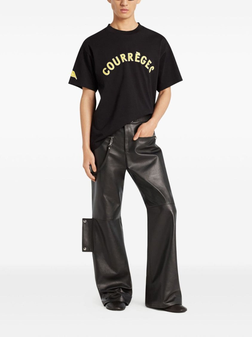 Courrèges Black Contrast Logo Lettering Crew Neck T-Shirt