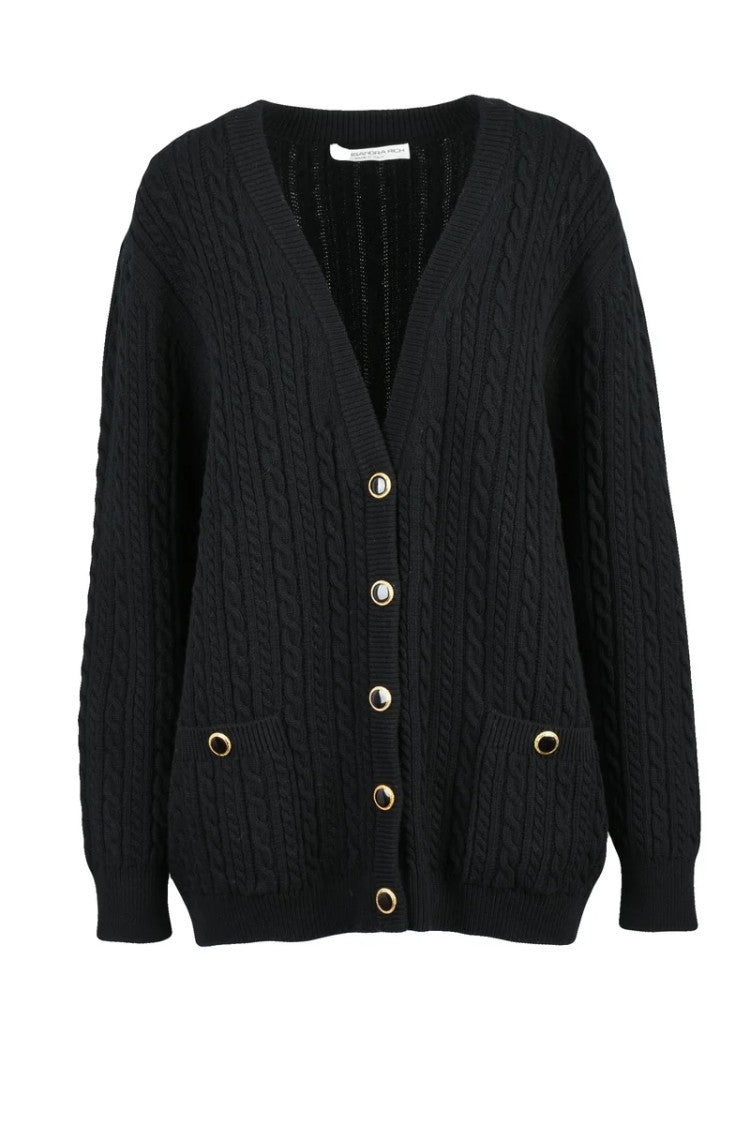 Alessandra Rich Wool Cardigan - Black