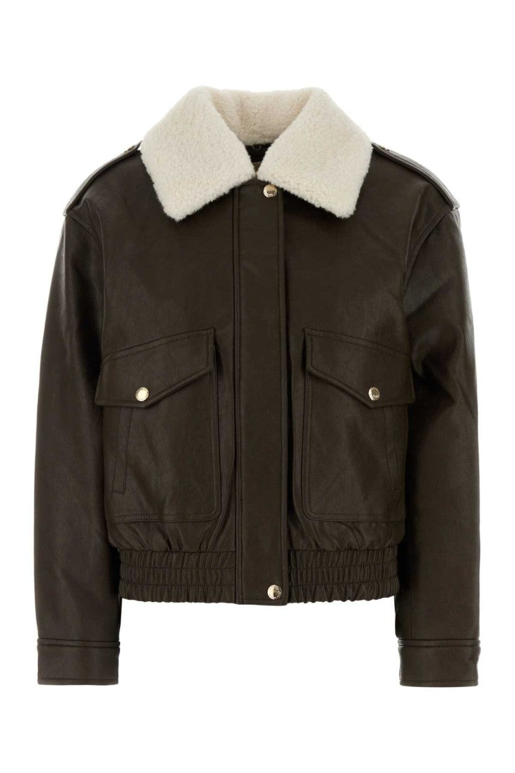 Michael Michael Kors Dark Brown Synthetic Leather Jacket