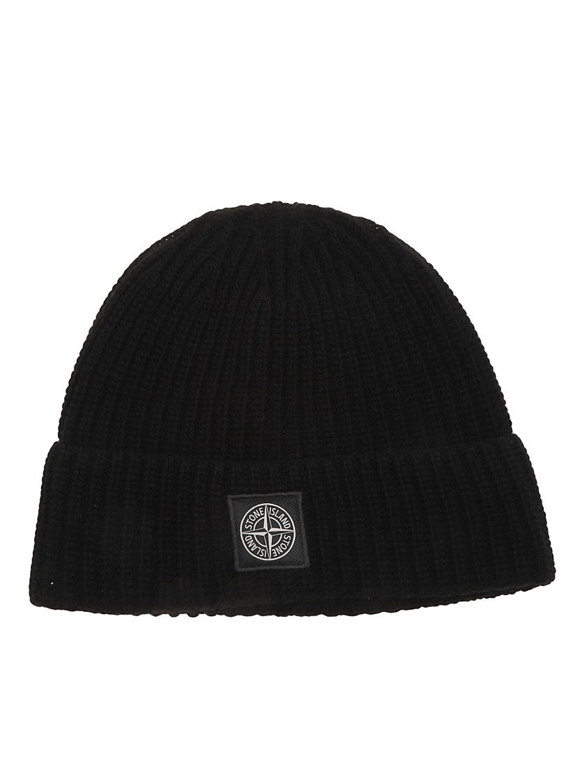 Stone Island Rws Virgin Wool Ribbed Folded Cuff Beanie
