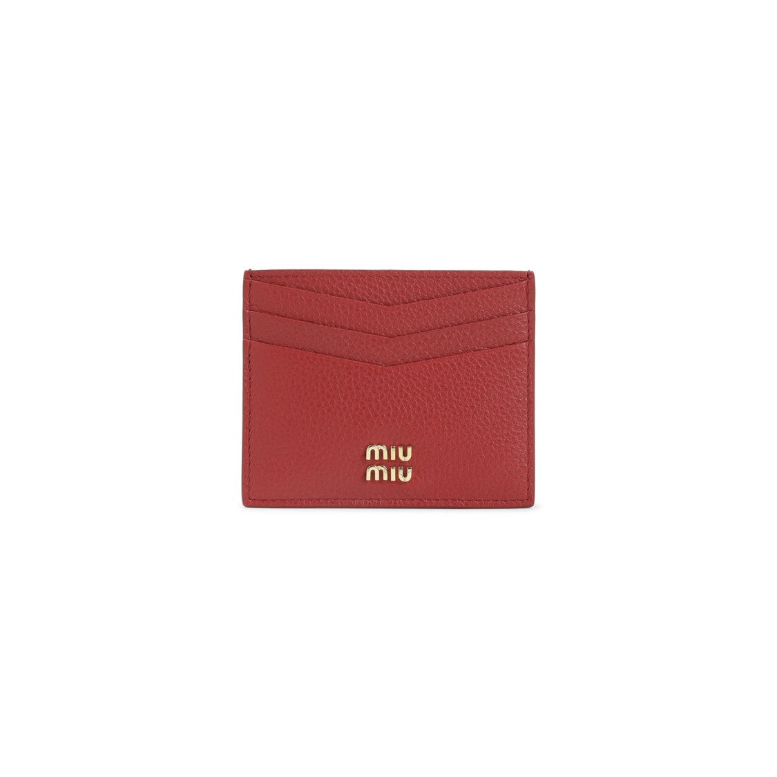 Miu Miu Compact Textured Leather Wallet With Embossed Logo