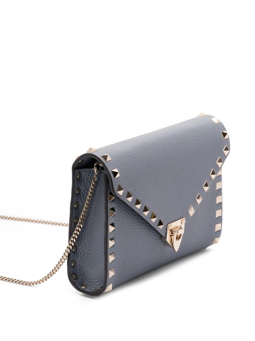 Valentino Blue Structured Studded Envelope Mini Bag