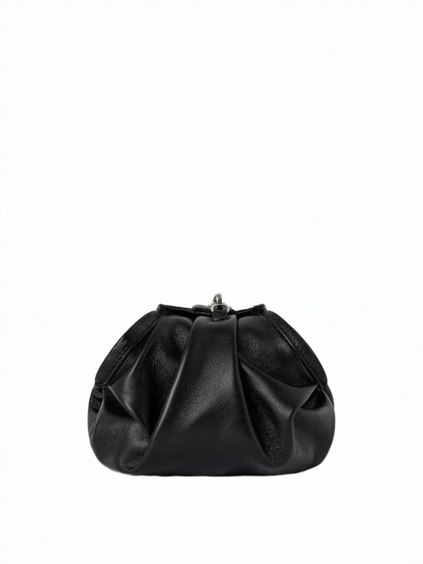 Gimaguas Gathered Leather Shoulder Bag With Silver-Tone Chain Strap