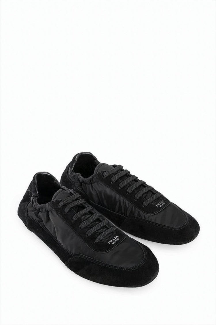 Prada Low-Profile Black Sneakers With Suede Panels