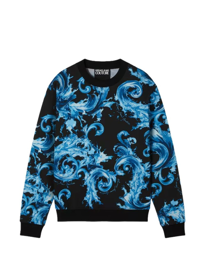 Versace Jeans Couture Black Blue Ornate Print Sweatshirt