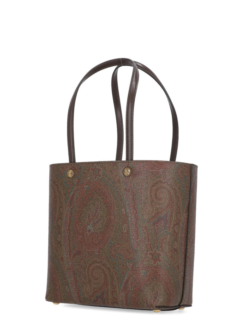 Etro Pochette-Equipped Cotton Shopping Bag With Paisley Design