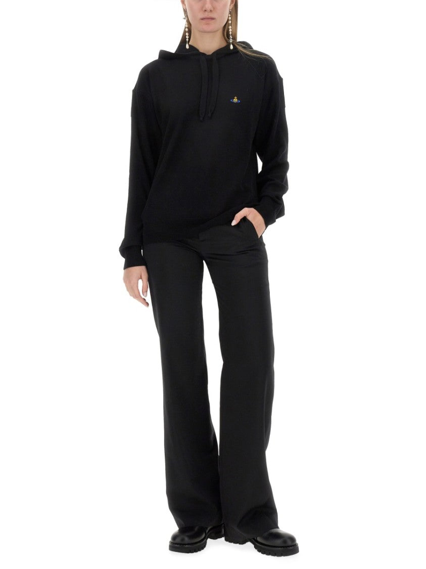 Vivienne Westwood Black Virgin Wool Sweatshirt With Embroidered Logo