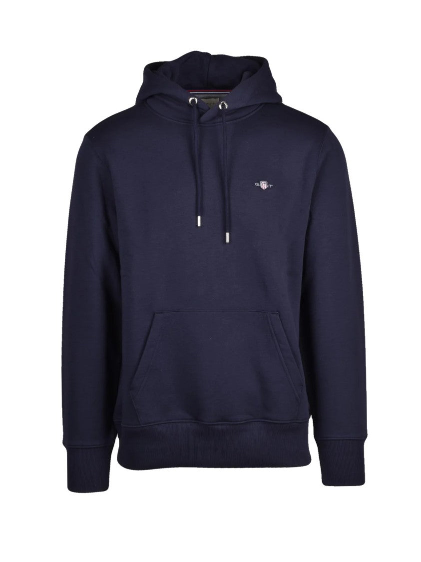 Gant Navy Blue Pullover Brushed Interior Cotton-Blend Hoodie