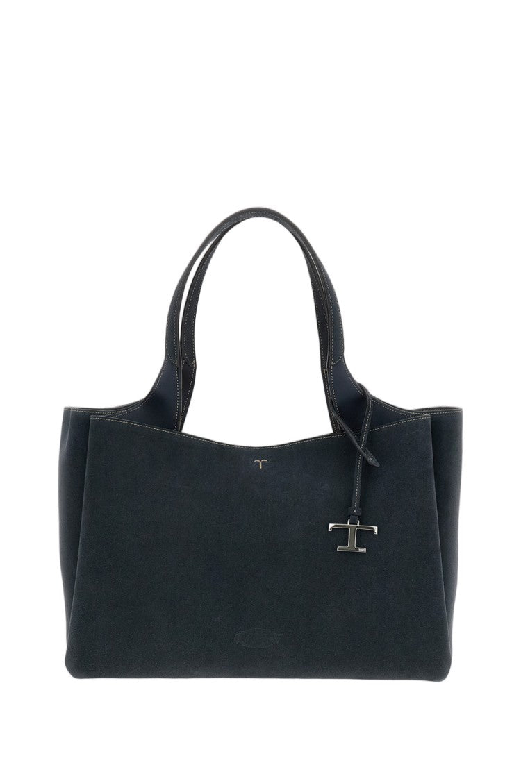 Tod's Blue Medium Apa Double Handle Suede Shoulder Bag