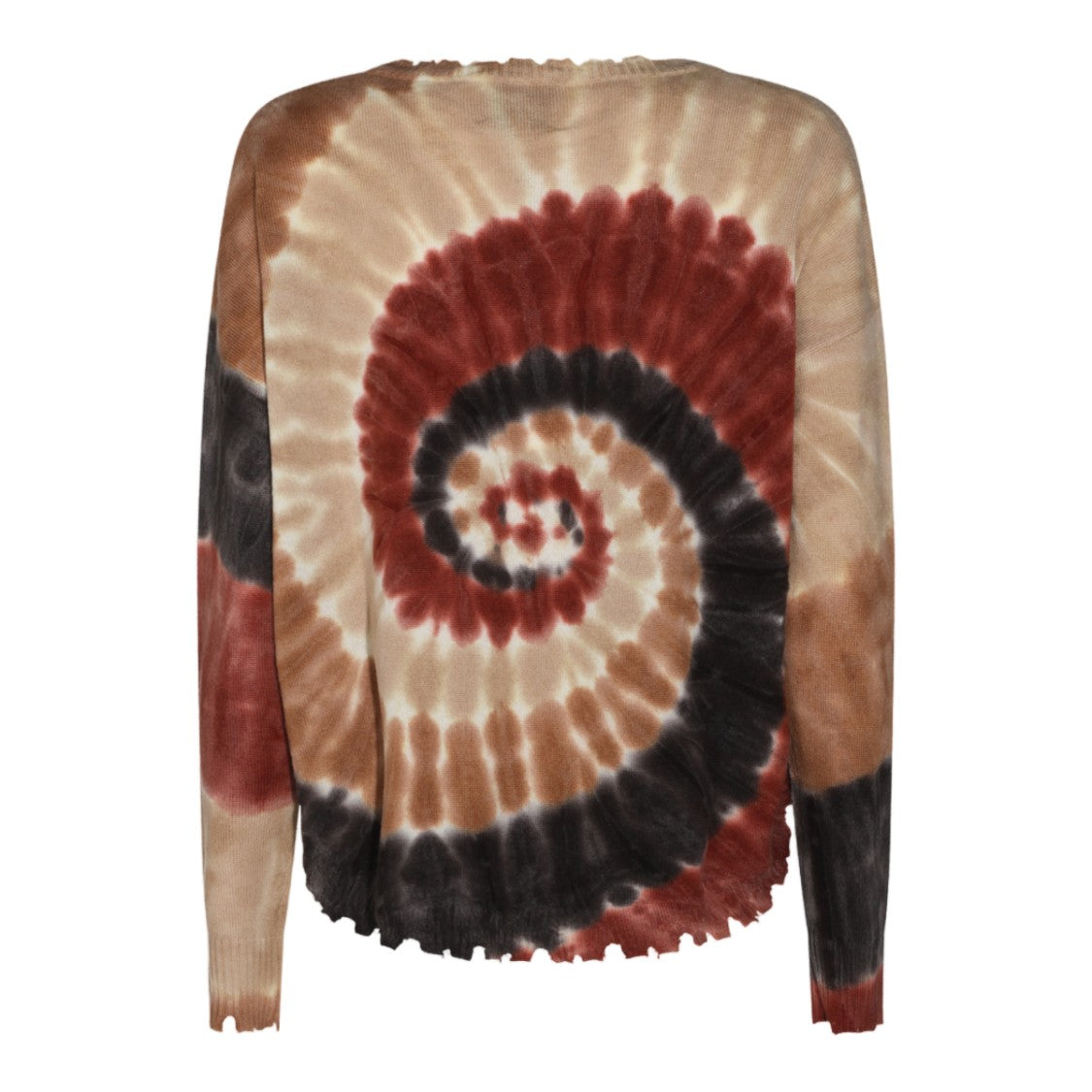 Kujiten Spiral Tie-Dye Scalloped Hem Knit Sweater