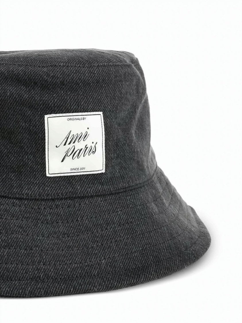 Ami Paris Soft Cotton Bucket Hat With Stitched Detailing