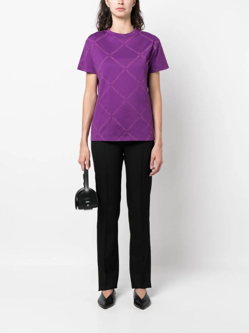 Fabiana Filippi Purple Jersey With All-Over Logo Print