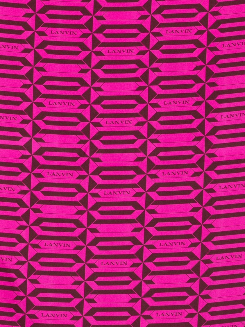 Lanvin Pink Geometric Repeating Motif Silk Scarf