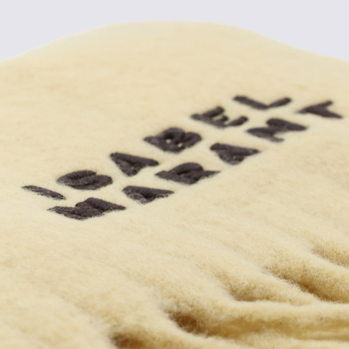 Isabel Marant Plush Textured Scarf With Fringed Ends And Embroidered Detailing