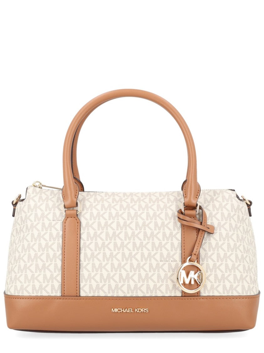 Michael Michael Kors Andie Beige Monogram Shoulder Bag