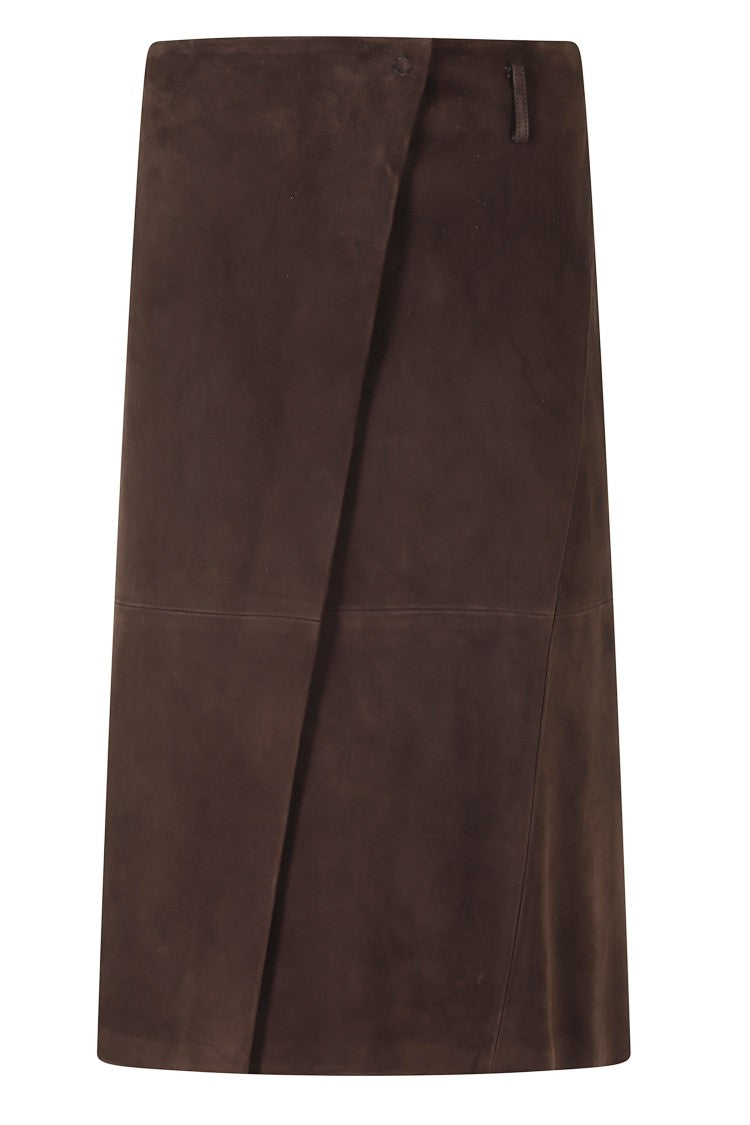 Semi Couture Rosanne Raw-Edge Wrap Leather Skirt