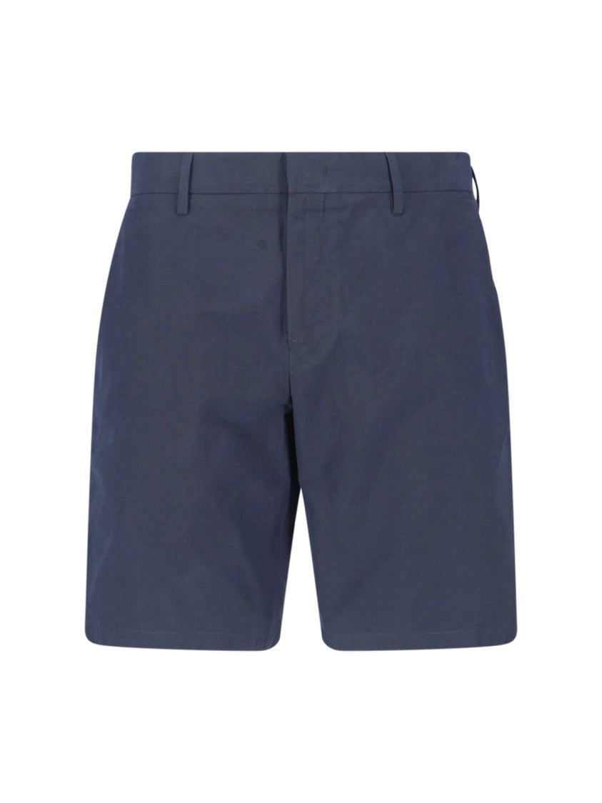 Paul Smith Blue Mid-Rise Cotton Straight Shorts
