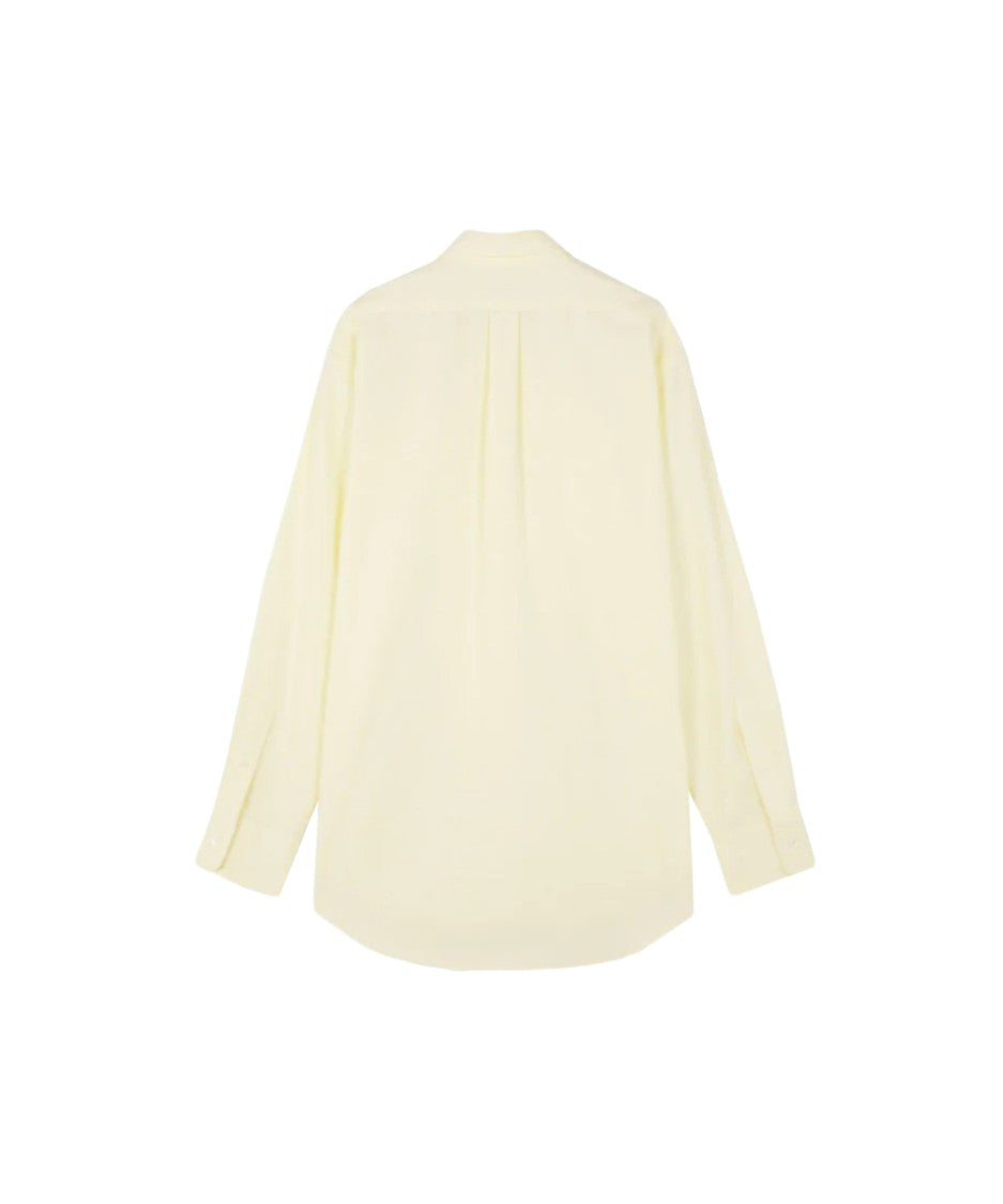Maison Kitsuné Long-Sleeve Casual Shirt With Classic Collar And Embroidered Logo
