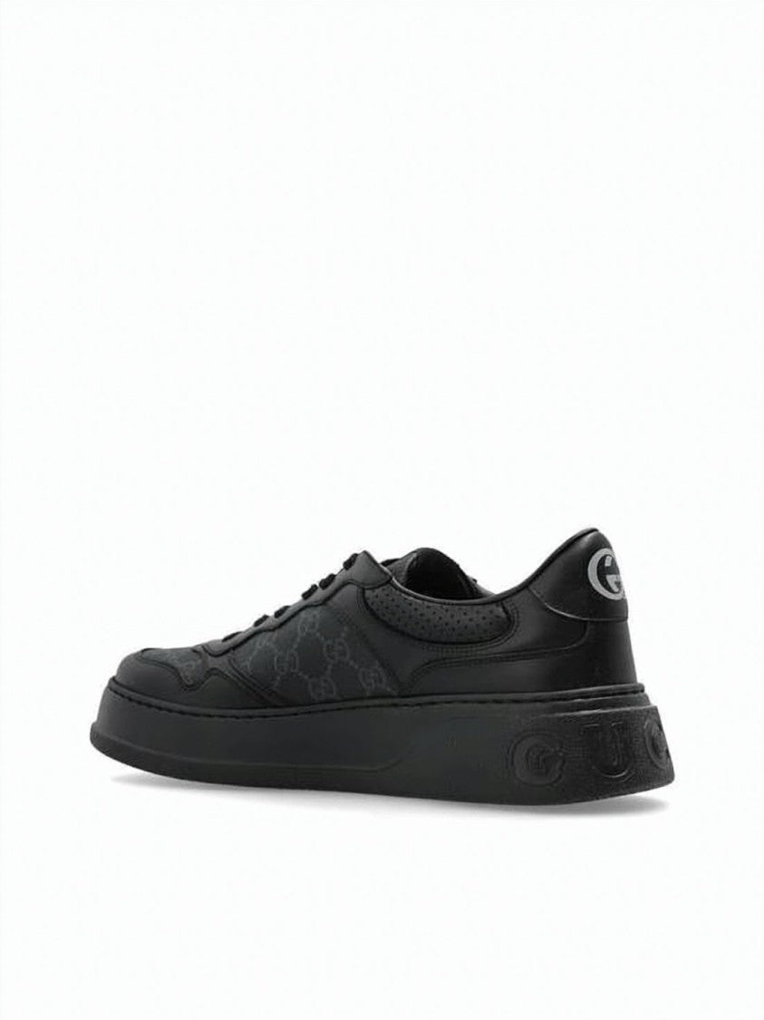 Gucci Low-Top Canvas Sneakers With Leather Overlays
