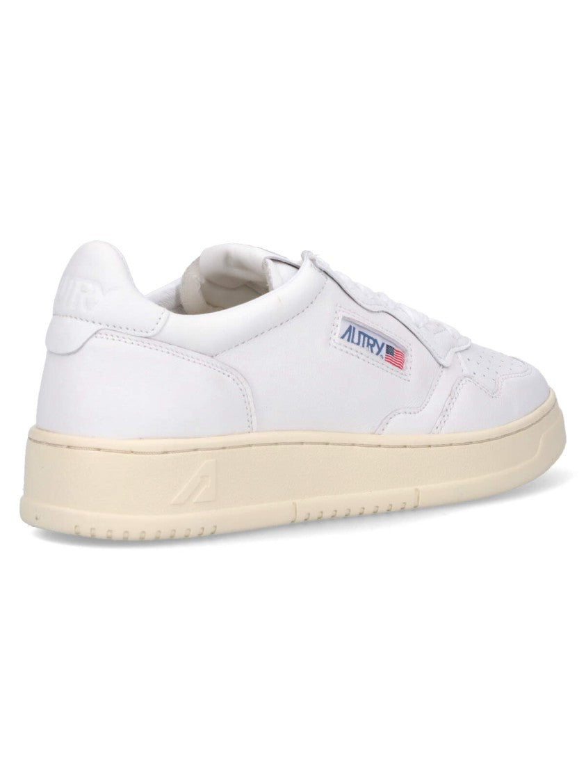 Autry White Minimalist Low-Top Leather Sneakers