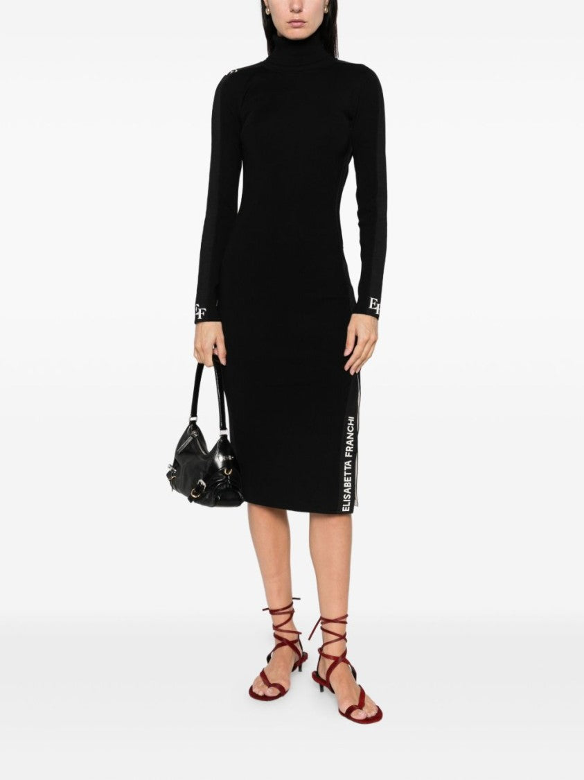 Elisabetta Franchi Form-Fitting Black Midi Dress