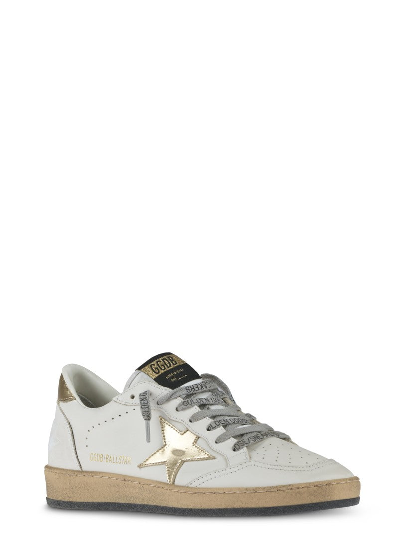 Golden Goose Leather Sneakers With Laminated Star And Heel Detail
