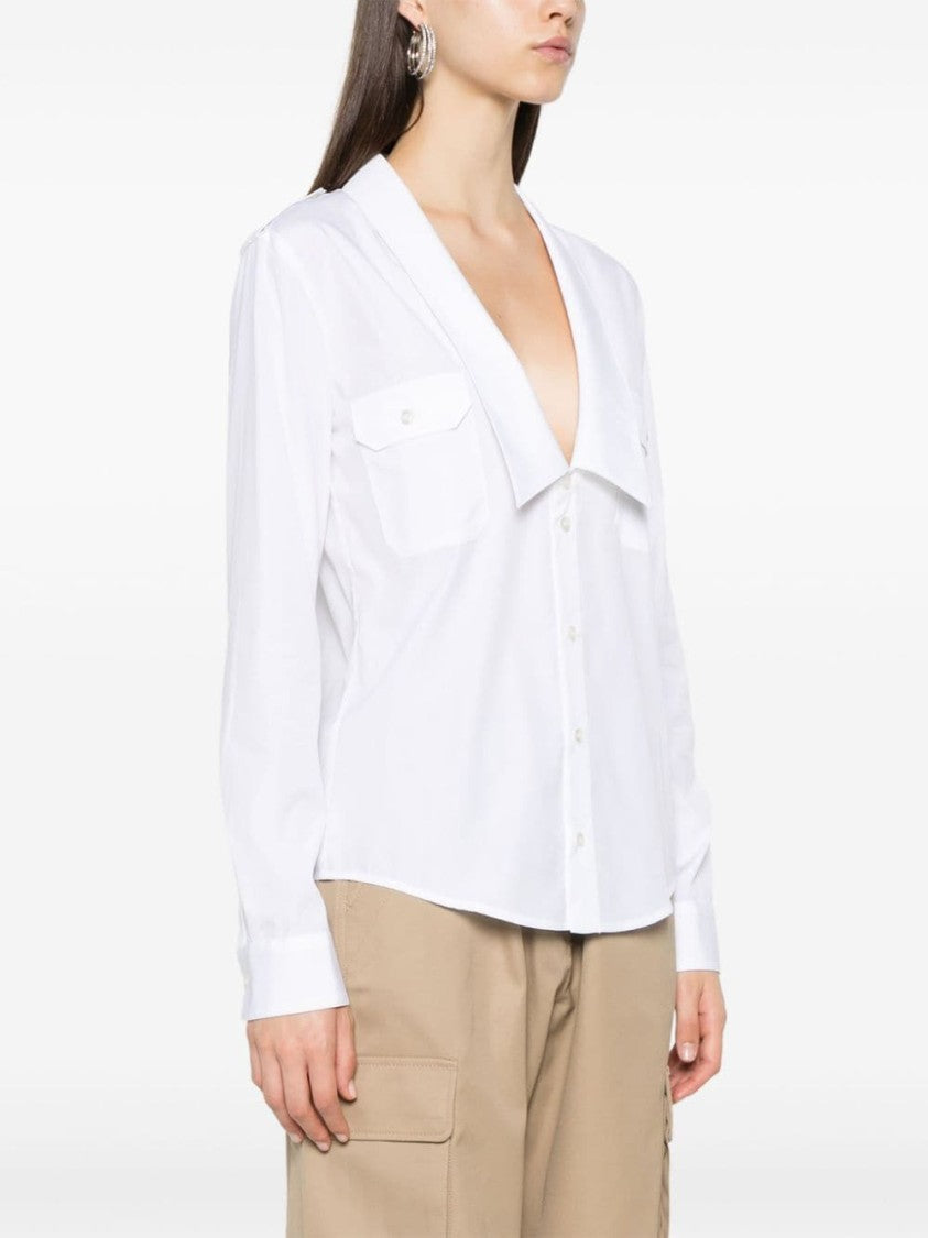 Coperni V-Neck White Cotton Poplin Top