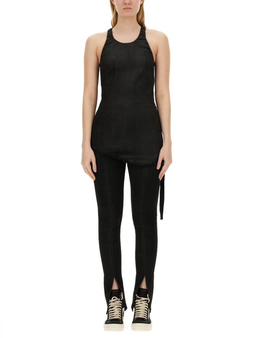 Drkshdw By Rick Owens Slim-Fit Denim Top With Halter Neckline