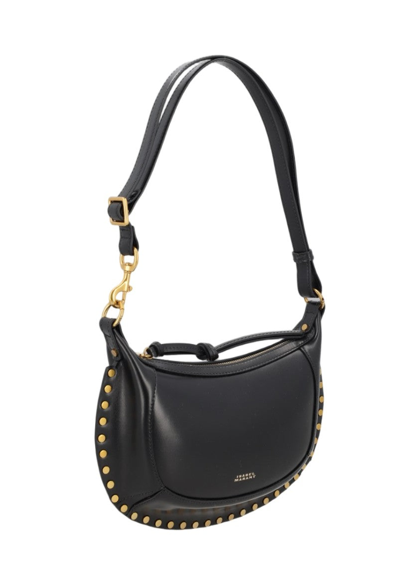 Isabel Marant Crescent-Shaped Black Calf Leather Shoulder Bag With Gold Hardware