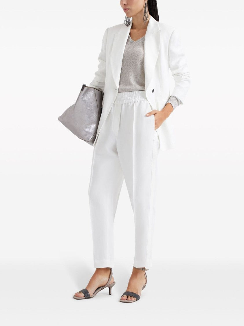 Brunello Cucinelli Pressed Crease Tapered Leg Trousers