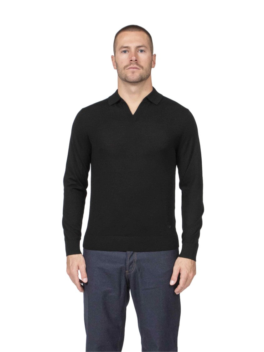 Emporio Armani Subtle V-Neck Fitted Long-Sleeve Pullover