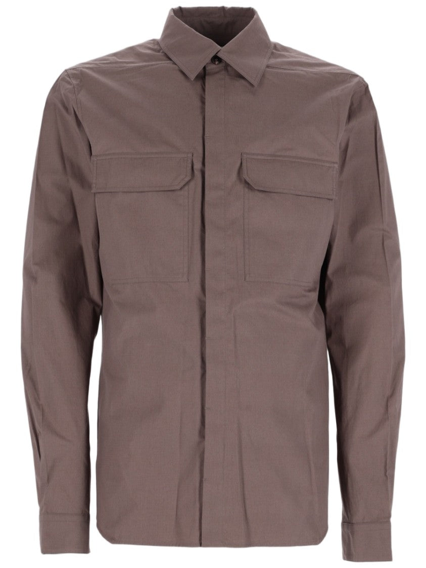 Rick Owens Work Structured Flap Pockets Cotton Poplin Shirt