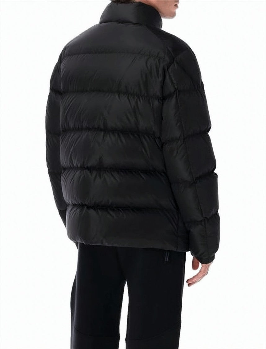 Moncler High Collar Black Puffer Jacket With Horizontal Quilting