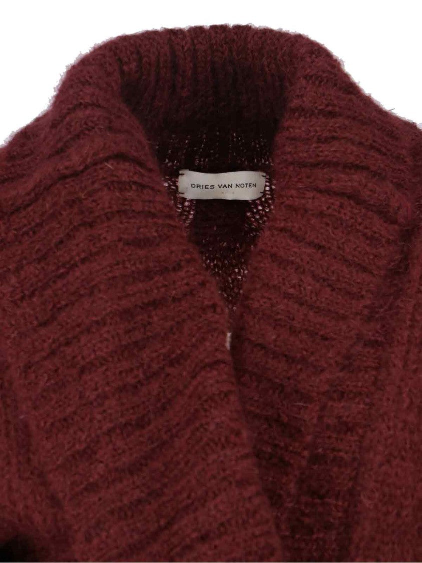 Dries Van Noten Oversized Mohair-Blend Cardigan – Bordeaux